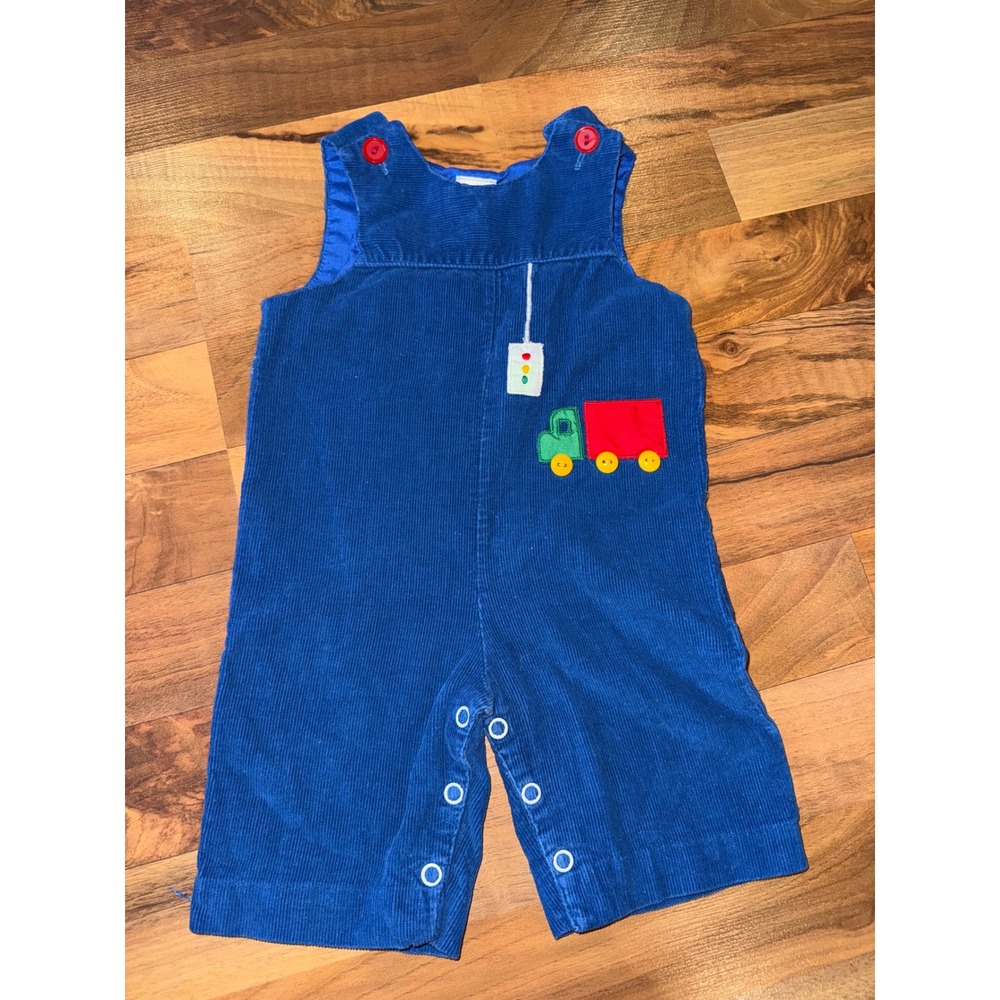 Boys Blue‎ Corduroy Truck Applique Overalls 3-6 Months vintage classic jumper